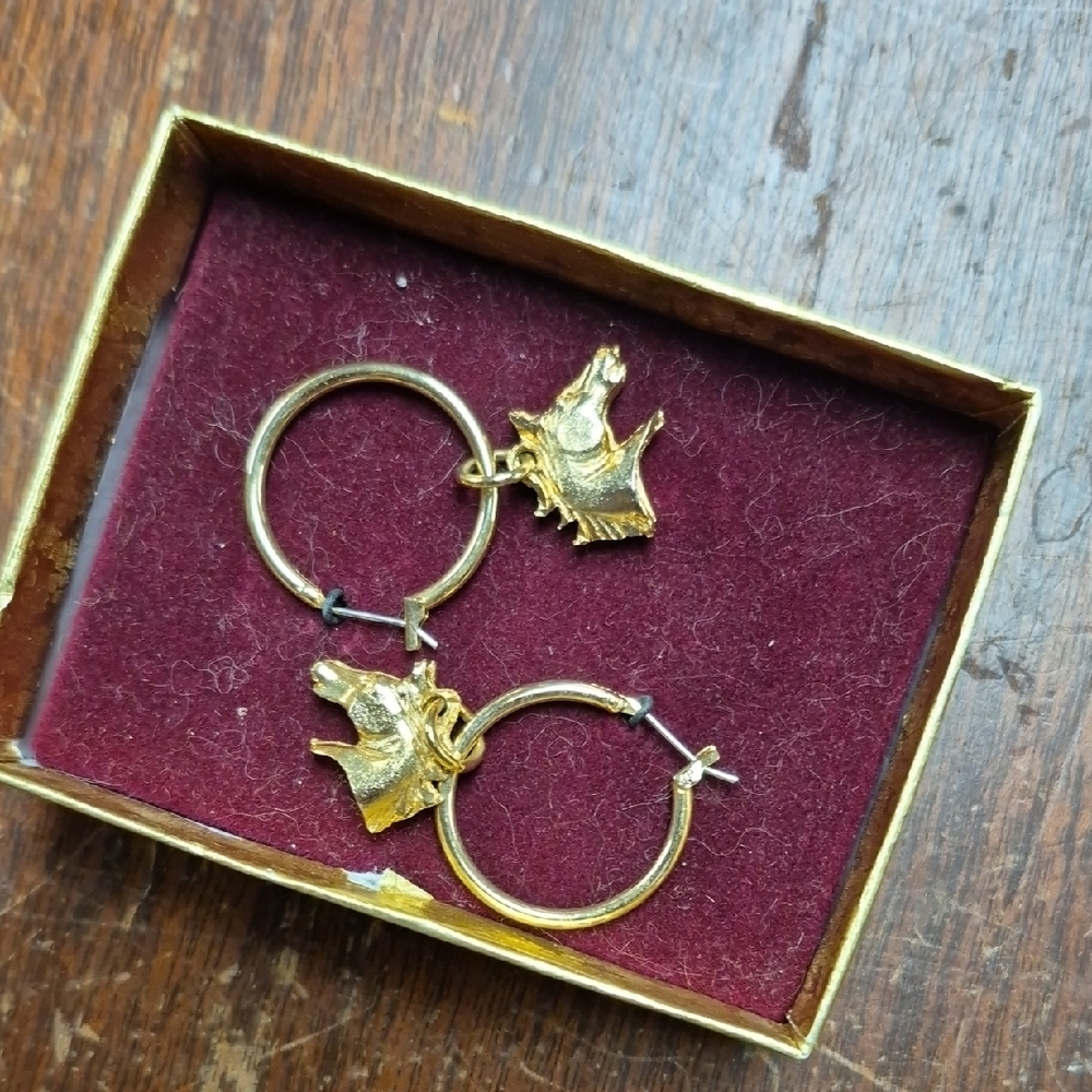 Gold Horse Head Earrings